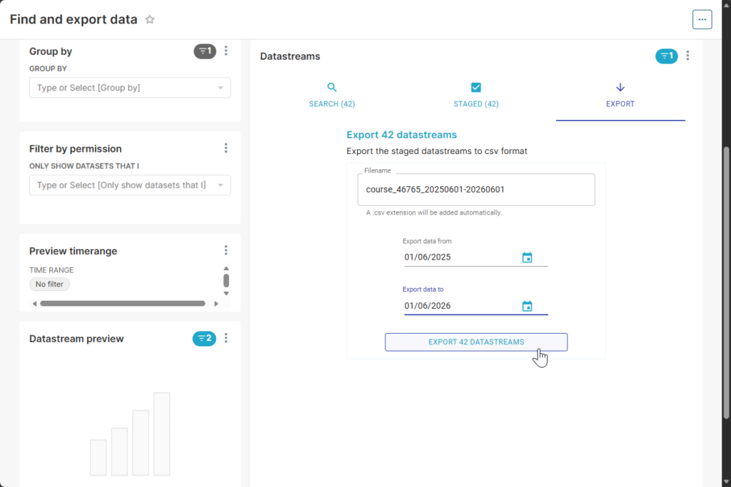 Export datastreams