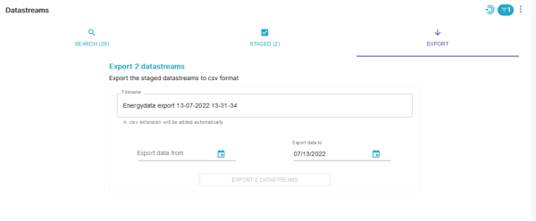 Figure 14 Data stream export