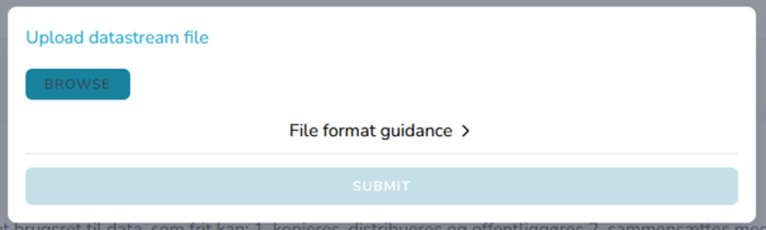 Figure 23 Data stream definition upload